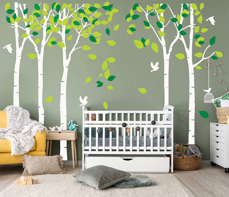 LUCKKYY Giant Jungle Tree Wall Decal Tree Wall Sticker Removable Vinyl Sticker Mural Art Kids Room Nursery Bedroom Living Room Decoration (103.9x70.9) (White) - Image 5